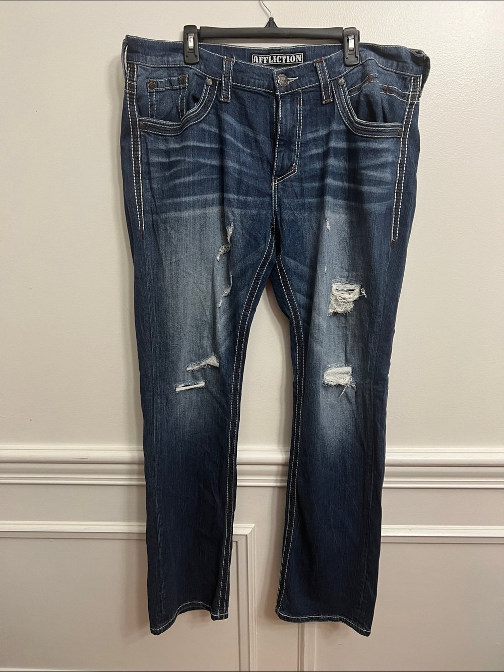 Affliction Men’s Ace Slim Straight Dark Indigo Jeans